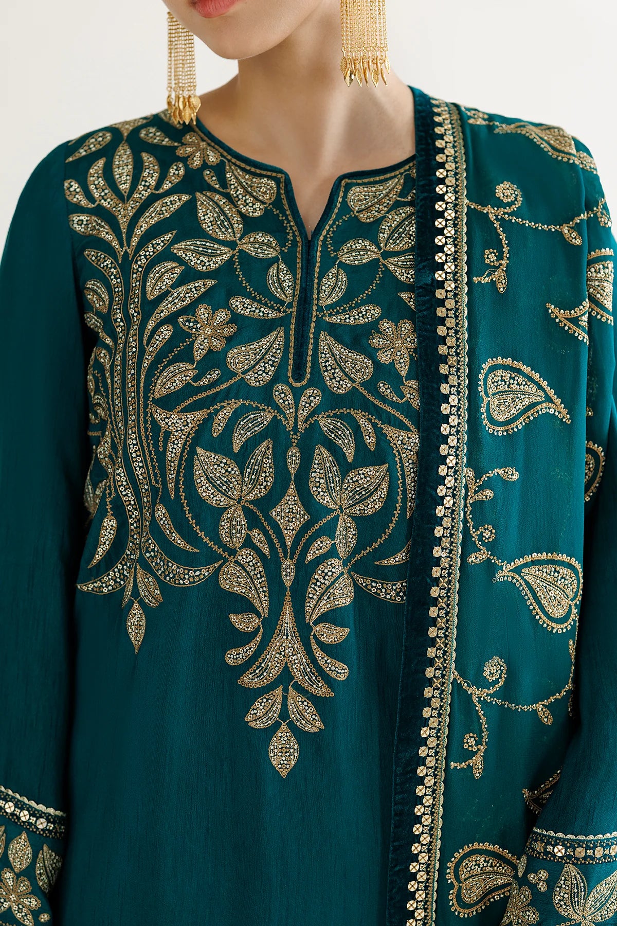 EMBROIDERED RAW SILK UR-7092