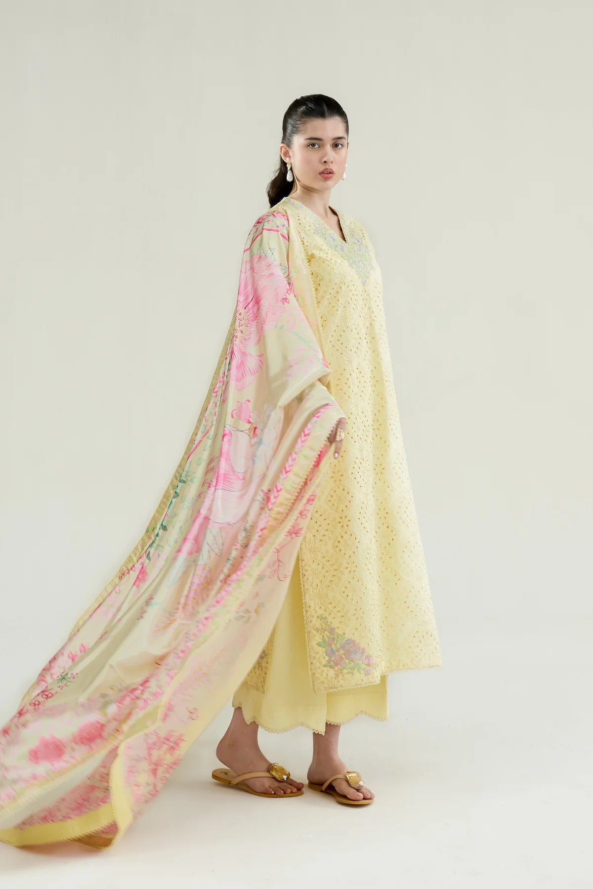 BUTTER YELLOW LUXURY EMBROIDERED LAWN 3PCS SET (NPA3-26403)