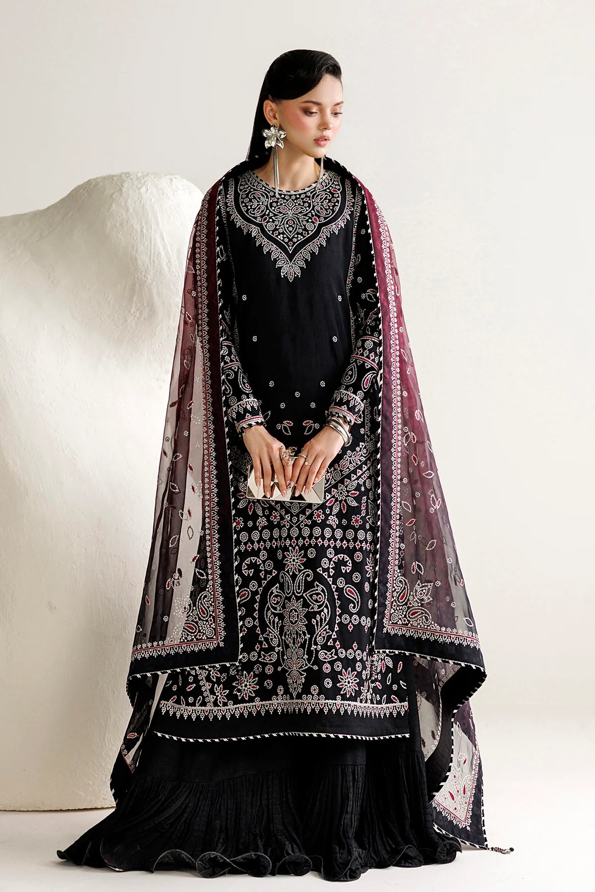 EMBROIDERED RAW SILK UR-7091