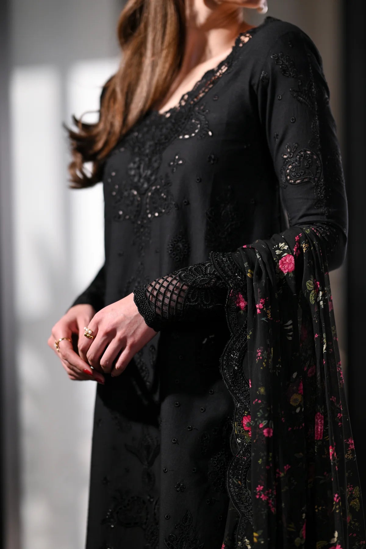BLACK LUXURY EMBROIDERED LAWN (NEL-26602) LUXURY LAWN X EID 2026
