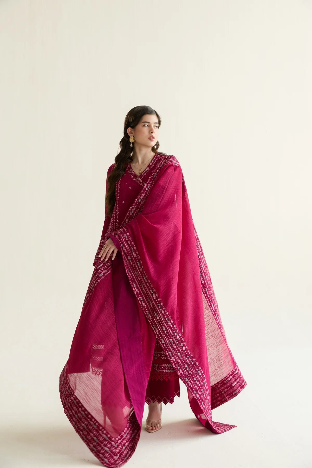 FUCHSIA LUXURY EMBROIDERED LAWN 3PCS SET (NPA3-26405)