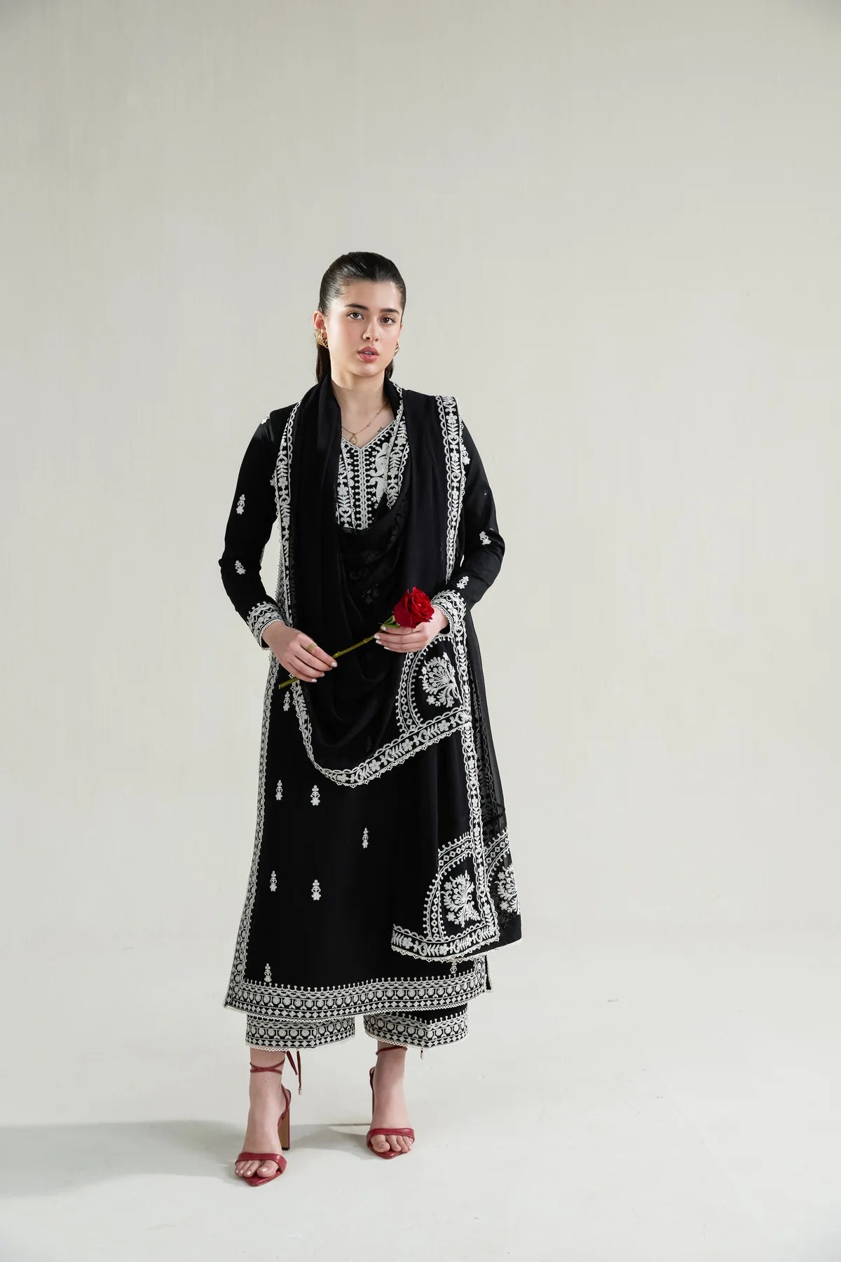 BLACK LUXURY EMBROIDERED LAWN 3PCS SET (NPA3-26402)