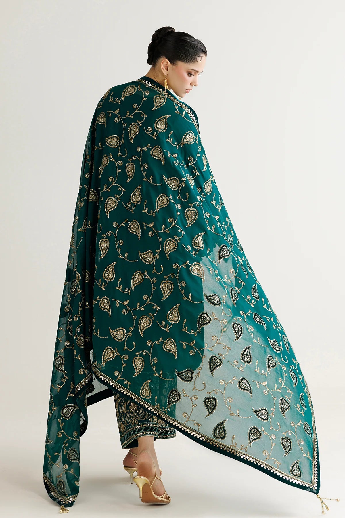 EMBROIDERED RAW SILK UR-7092