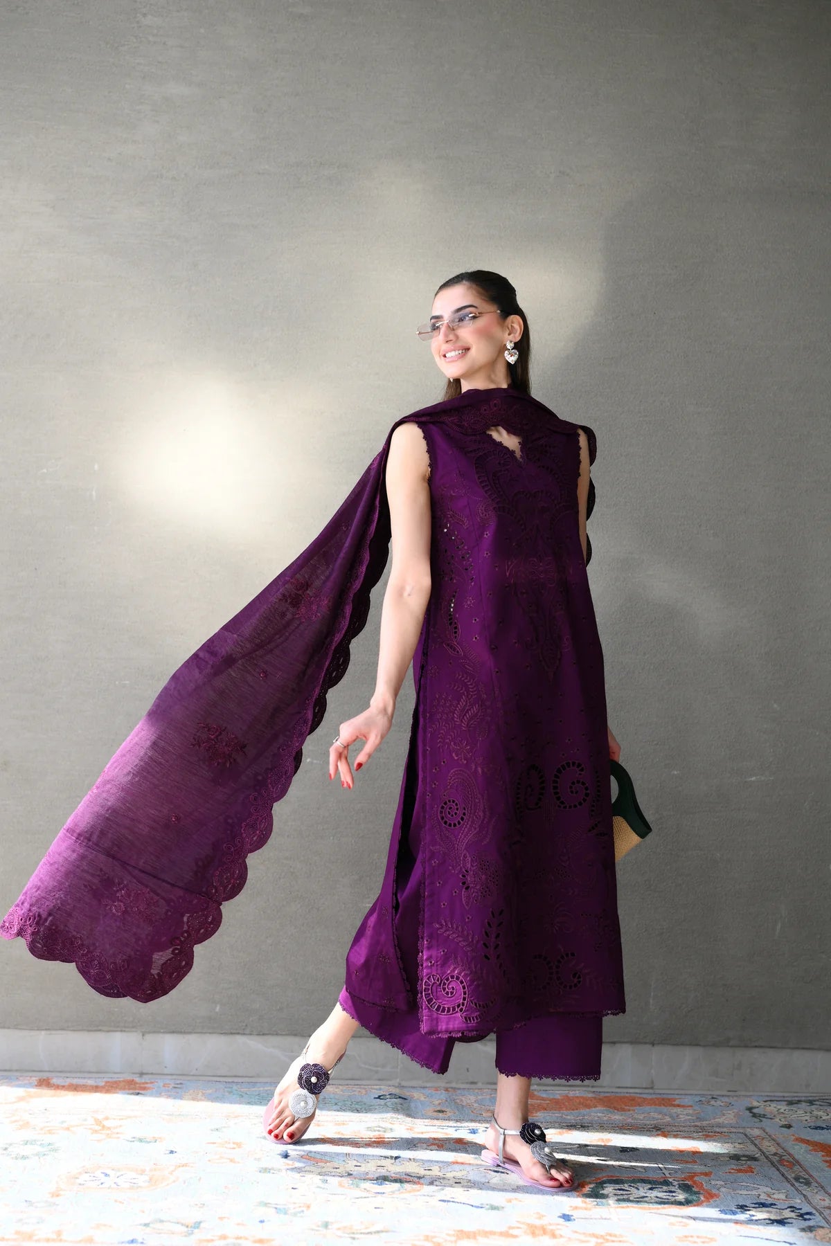 DEEP PLUM LUXURY EMBROIDERED LAWN (NEL-26613) LUXURY LAWN X EID 2026