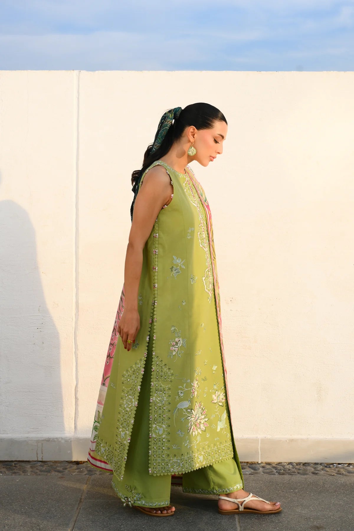 KIWI GREEN LUXURY EMBROIDERED LUXURY LAWN SET (NEL-26608) LUXURY LAWN X EID 2026
