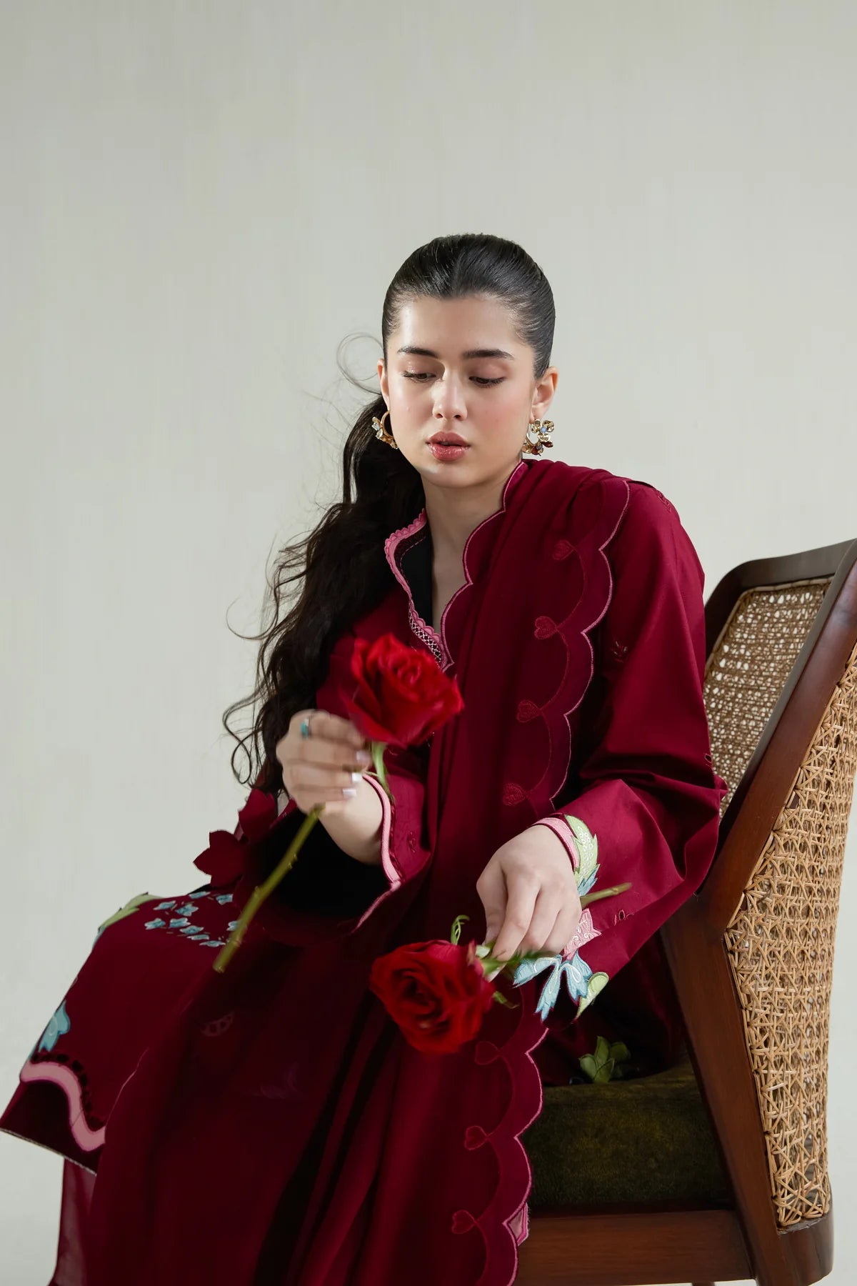 MAROON(LASER) LUXURY EMBROIDERED LAWN 3PCS SET (NPA3-26409)