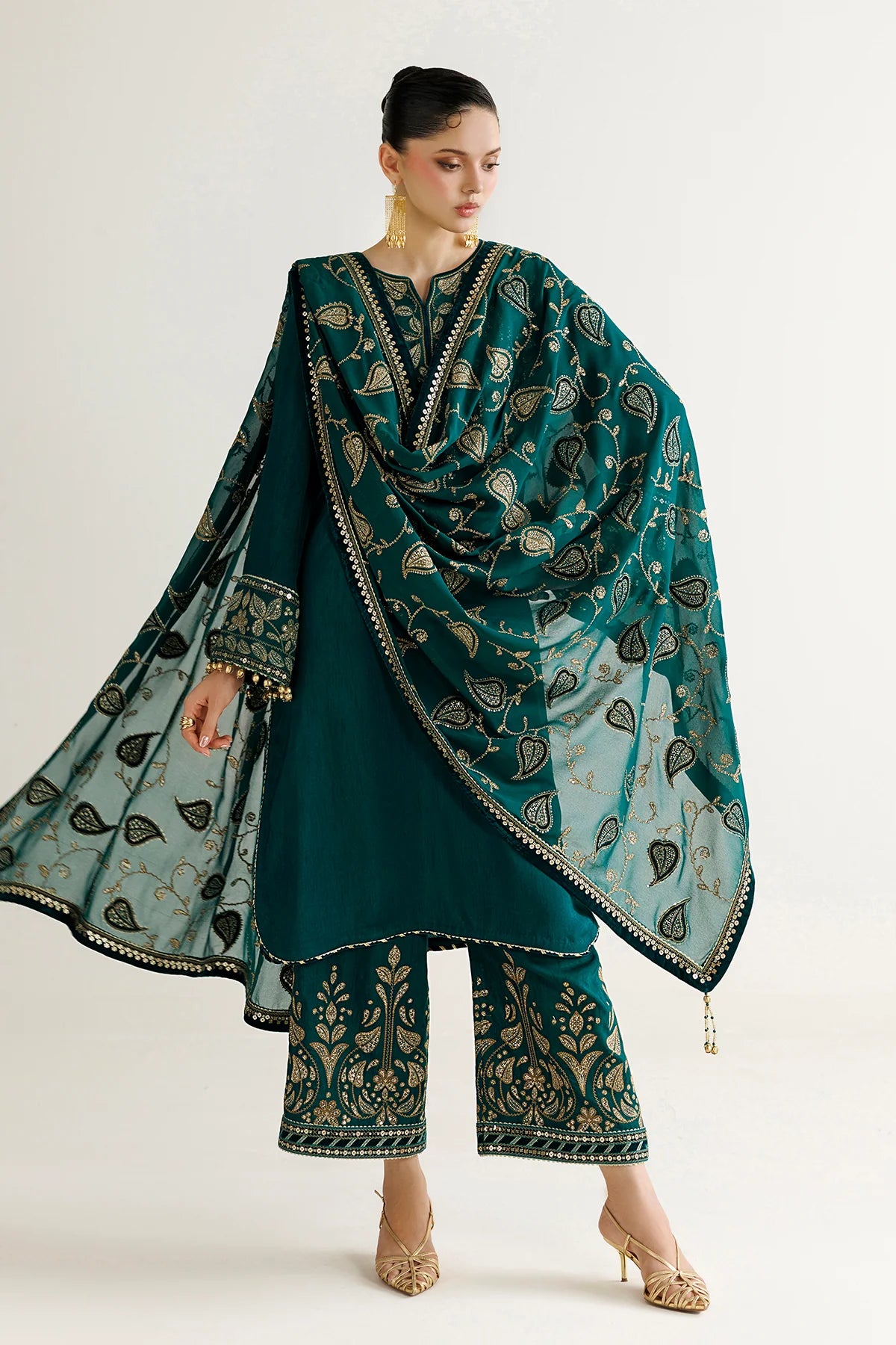 EMBROIDERED RAW SILK UR-7092